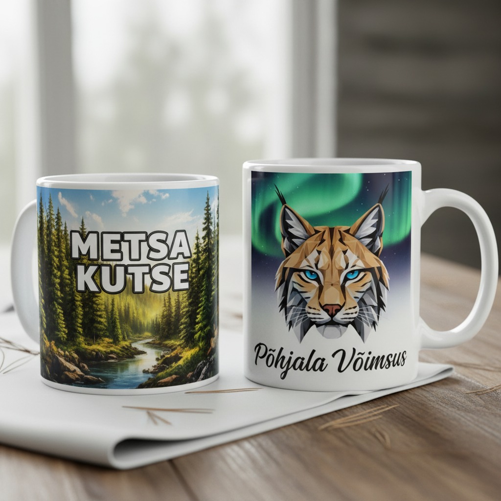 sublimatsioontrükis toodet särki või kruusi või mõlemat